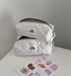 polka dot white grey