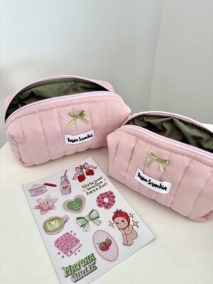 beauty bags pink matcha