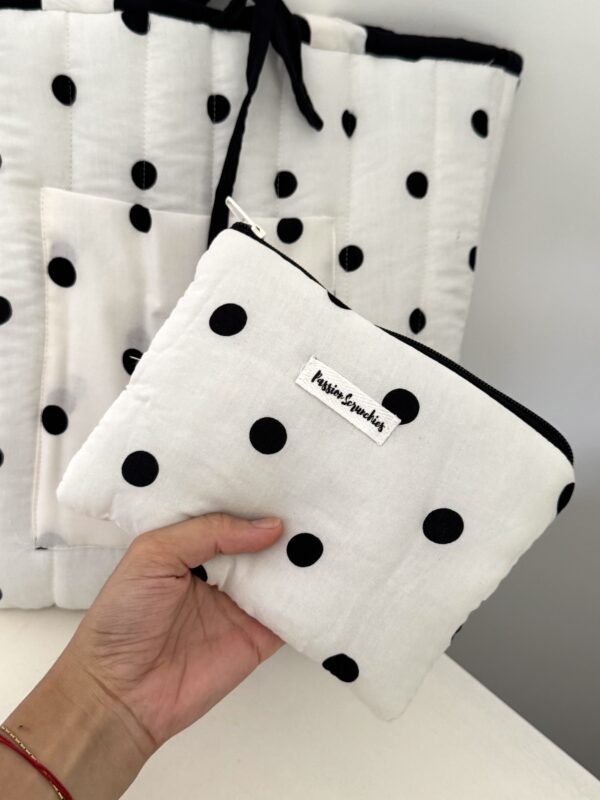 white black polka dots